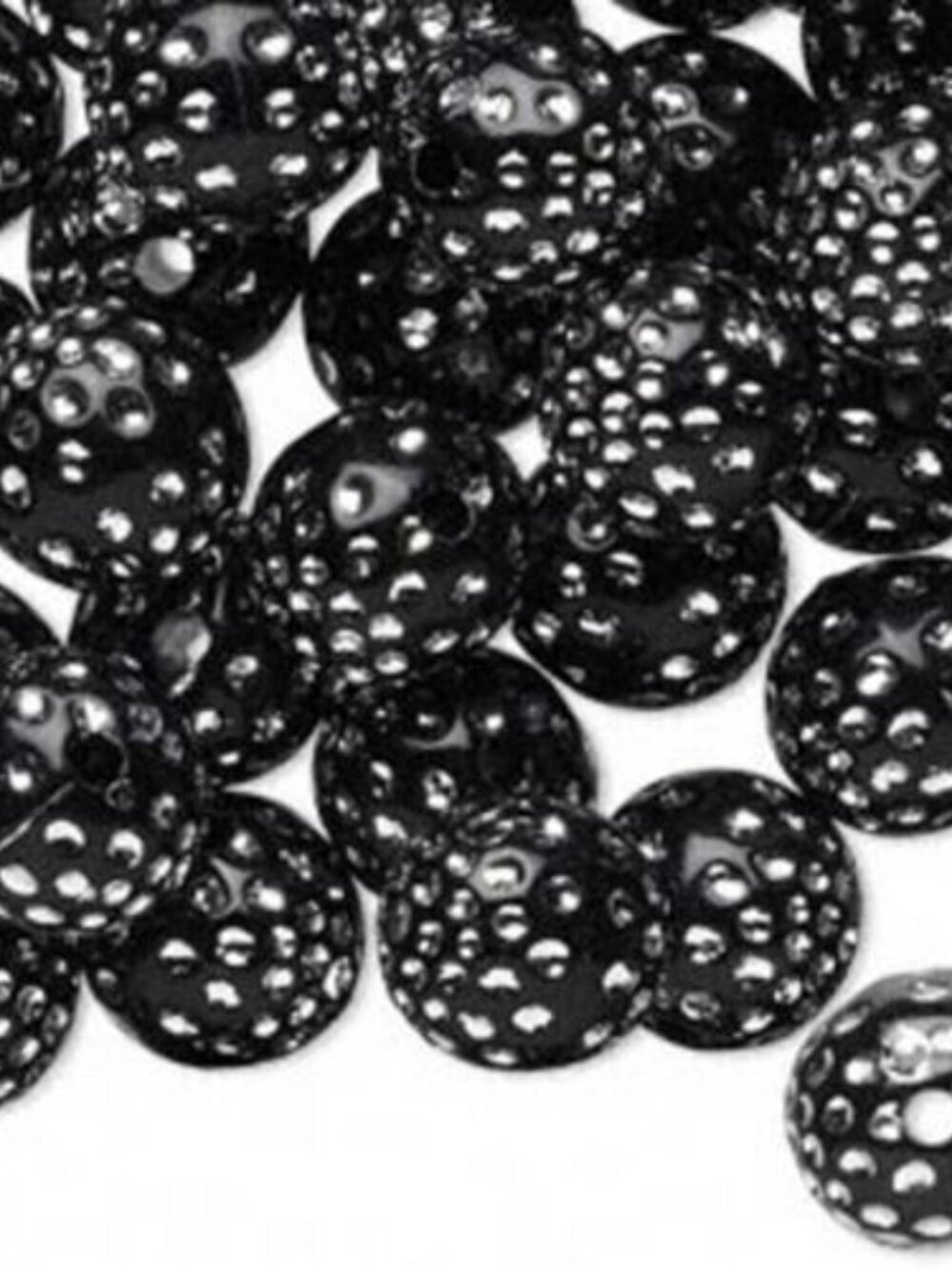 Fun Retro Black & Silver Polka Dot 10mm Round Beads 20 pcs